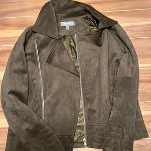 Medium suede olive green zip up jacket